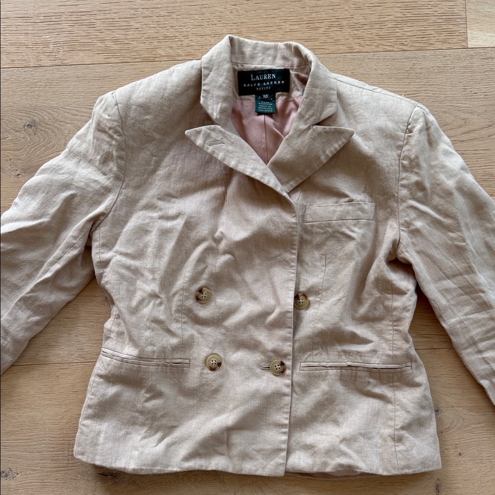 Lauren Ralph Lauren Women's Beige Double-Breasted Blazer